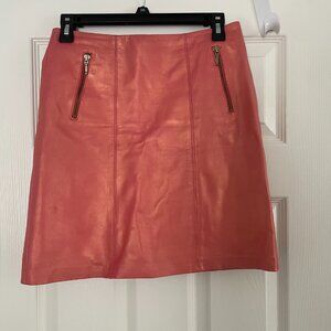 Cache pink leather skirt with zipper details, size 0